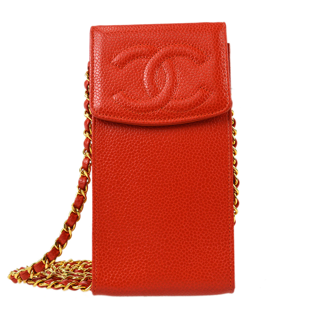 Luxury Chanel 1997-1999 Timeless Phone Case Red Caviar