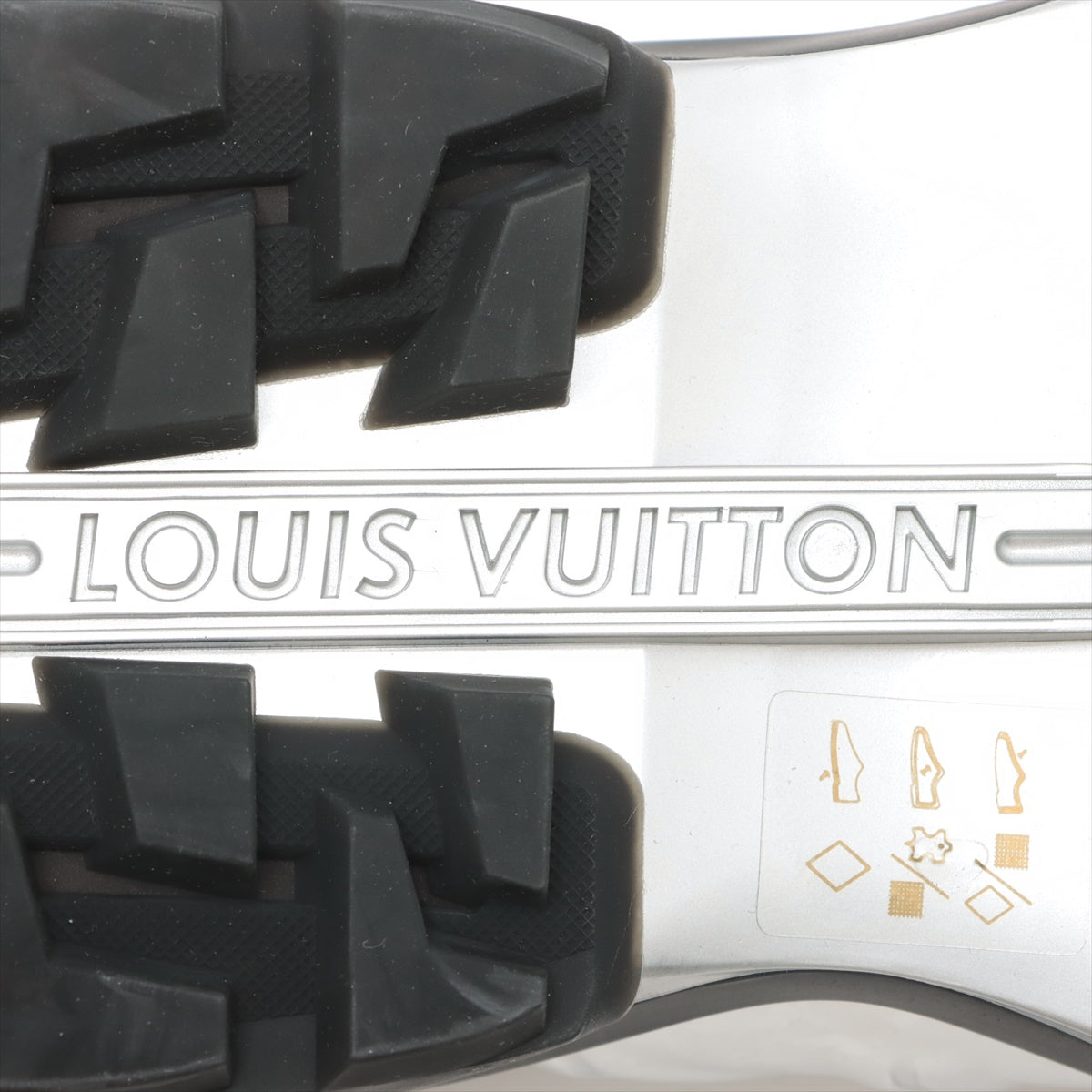 Louis Vuitton Millennium Line 21 Year Patent Leather  Fabric Sneakers 9 Men Silver × Black FD0251