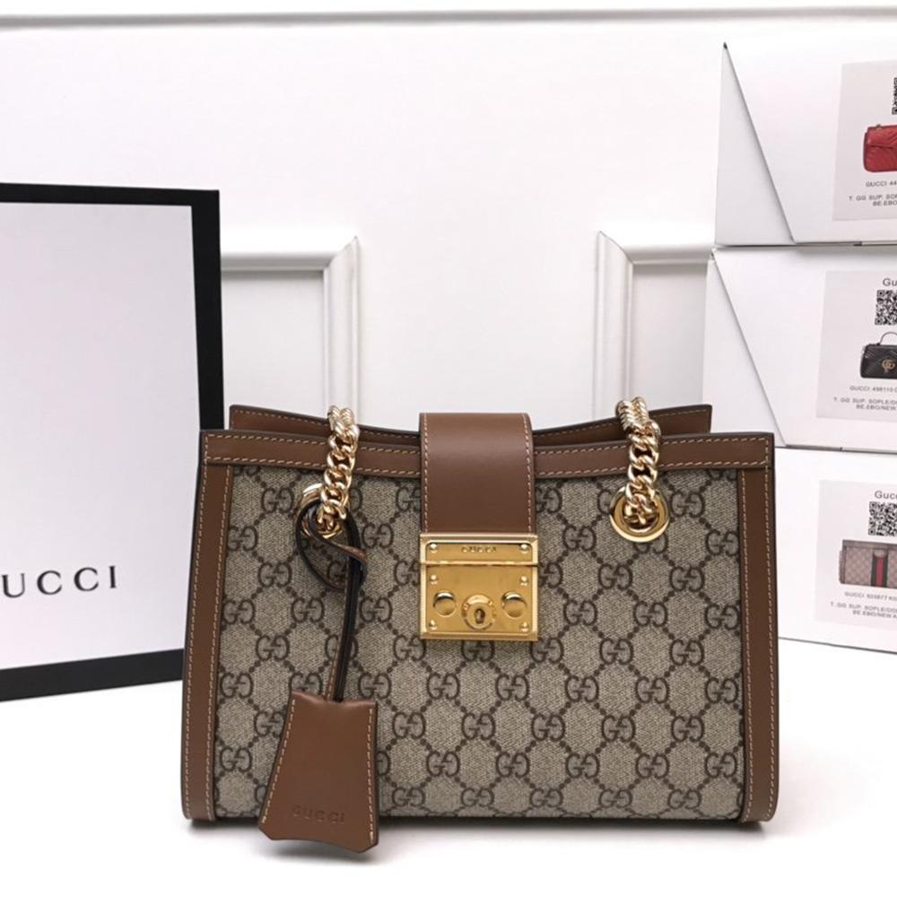 Luxury Gucci Padlock small GG shoulder bag