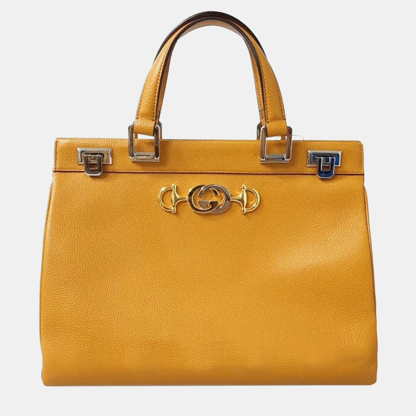 Luxury Gucci Trending 2025 Yellow Leather Medium Zumi Tote Bag
