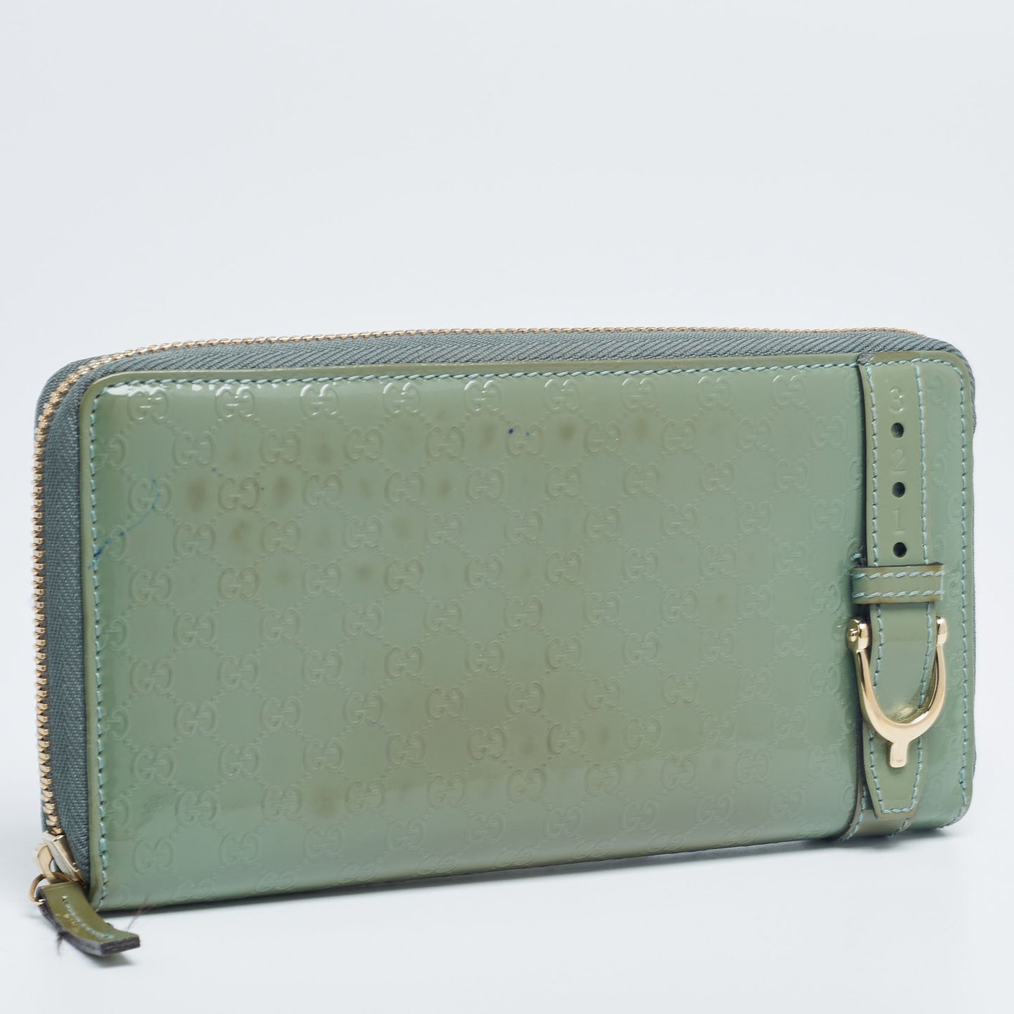 Luxury Gucci Trending 2025 Green MicroLuxury Gucci Trending 2025ssima Patent Leather Zip Around Wallet..