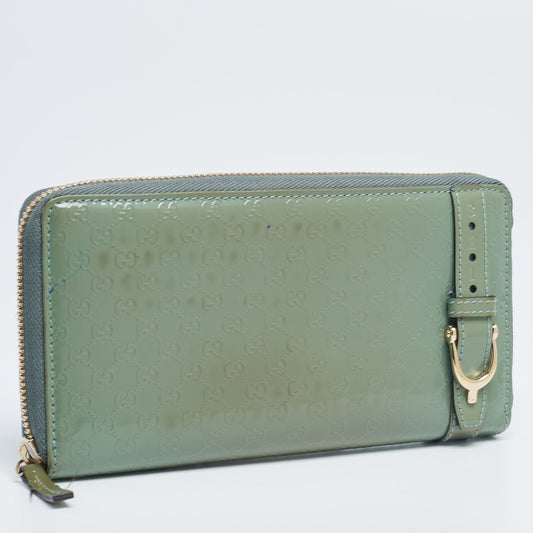 Luxury Gucci Trending 2025 Green MicroLuxury Gucci Trending 2025ssima Patent Leather Zip Around Wallet..
