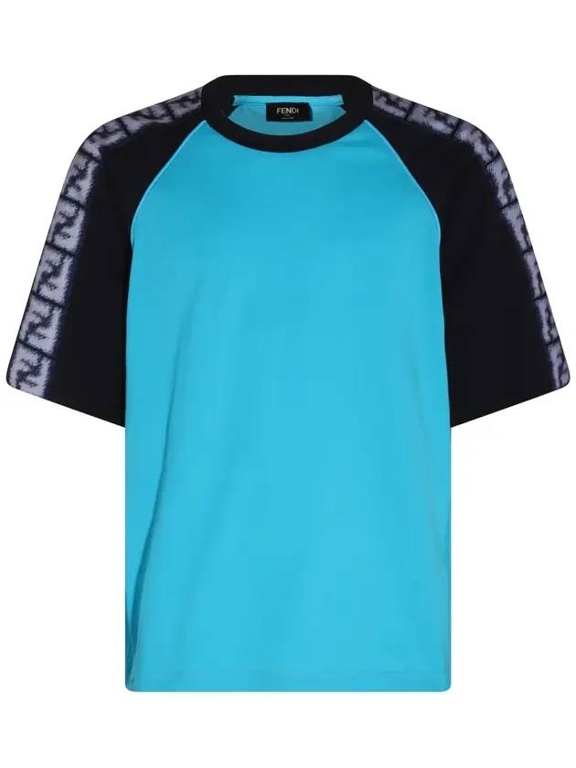 Luxury Fendi FF Raglan Short Sleeve T-Shirt Blue