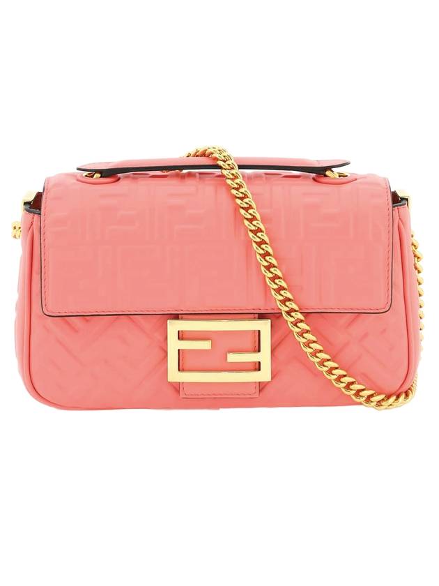 Luxury Fendi Baguette Medium Nappa Leather Chain Shoulder Bag Pink