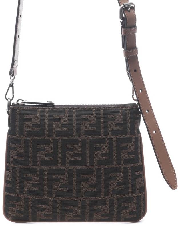 Luxury Fendi After FF Jacquard Cross Bag Brown