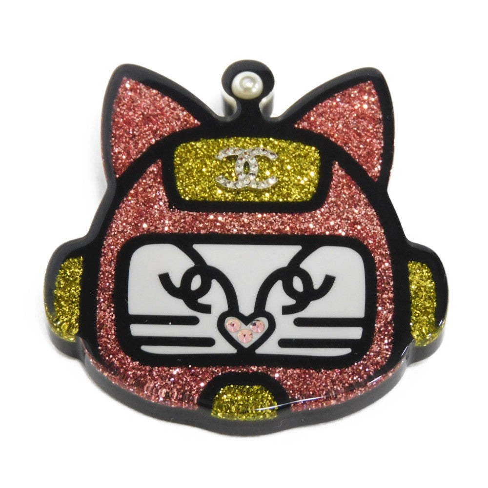Chanel Glitter Coco Mark Cat Robot Brooch