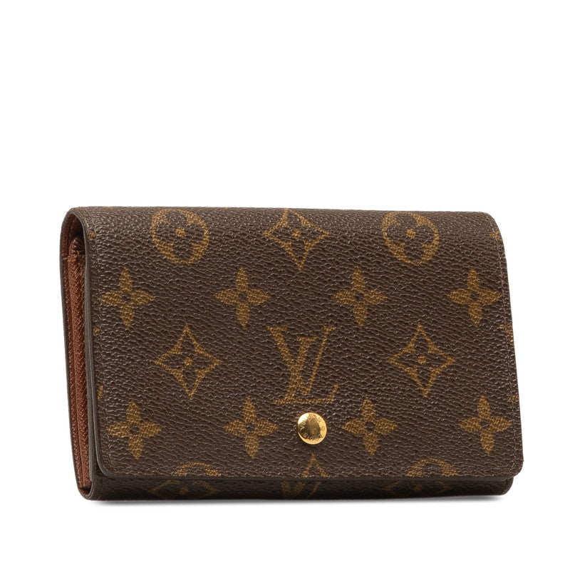 Louis Vuitton Monogram Portemone Vie Trezor Double Fed Wallet M61730 Brown PVC Leather  Louis Vuitton