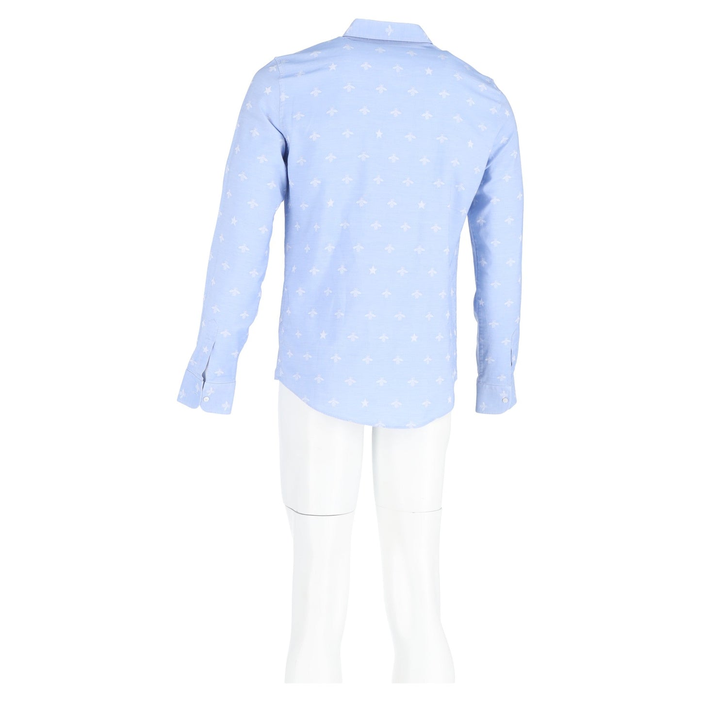 Gucci Bee Print Long Sleeve Shirt in Blue Cotton