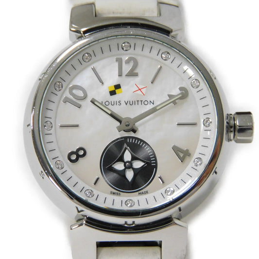 LOUIS VUITTON Watches Quartz Q12M0 Stainless Steel , Leather white 12P diamond Tambour Lovely Cup White shell dial