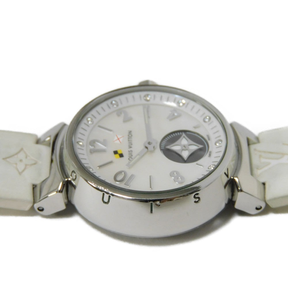 LOUIS VUITTON Watches Quartz Q12M0 Stainless Steel , Leather white 12P diamond Tambour Lovely Cup White shell dial