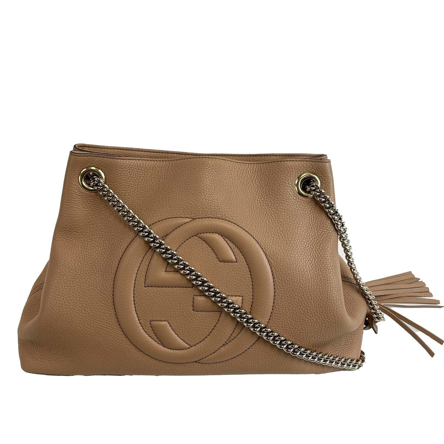 Luxury Gucci - GG Medium Soho Chain Shoulder Bag - Rose Beige w/ Tassel