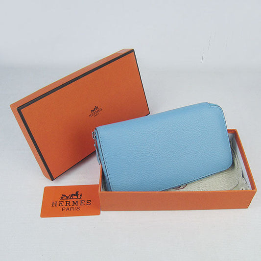 Luxury Hermes Wallet H016 Wallet Cow Leather Blue