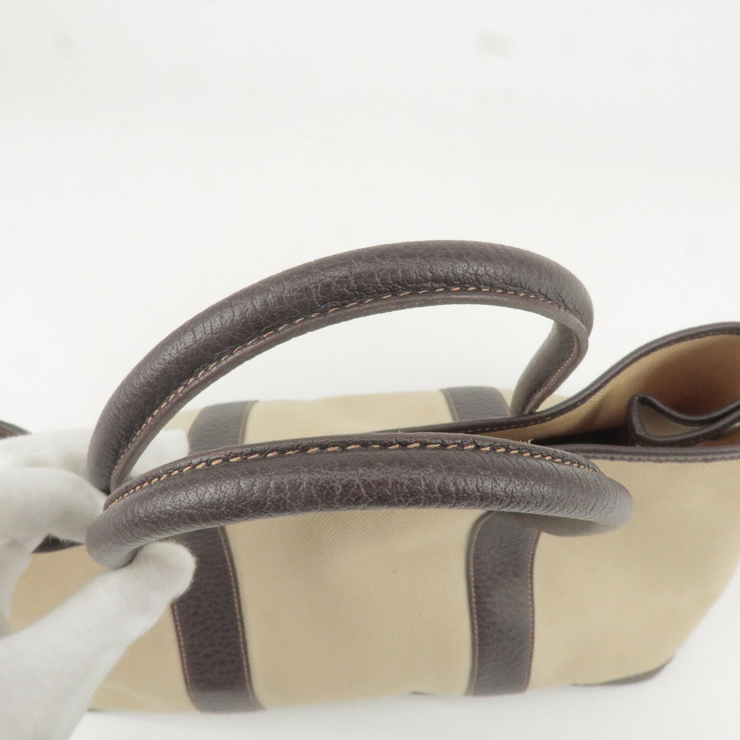 Luxury Hermes Canvas Leather Garden Party PM Tote Bag Beige G Stamp