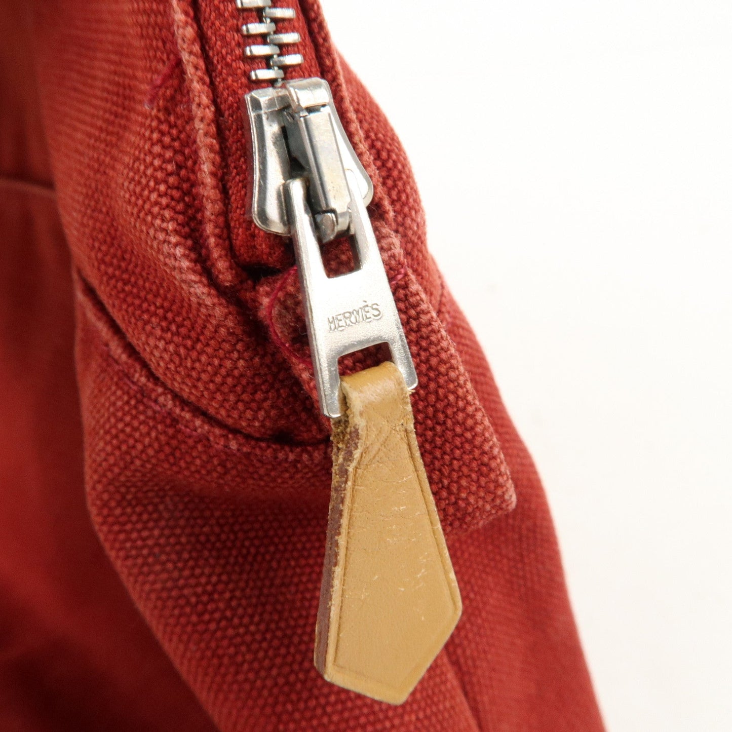 Luxury Hermes Set of 2 Bolide Pouch MM & Mini Canvas Leather Ivory Red