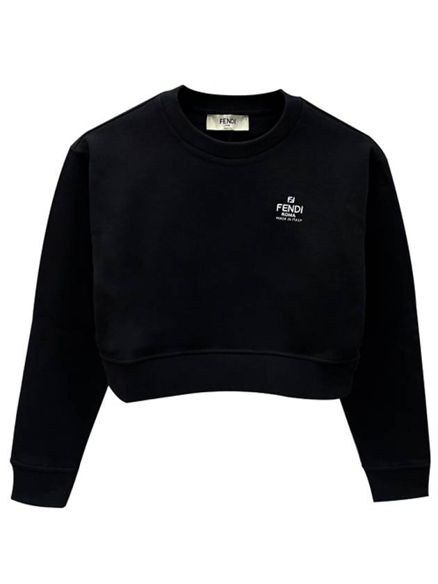 Luxury Fendi Logo Embroidery Crew Neck Sweatshirt Black
