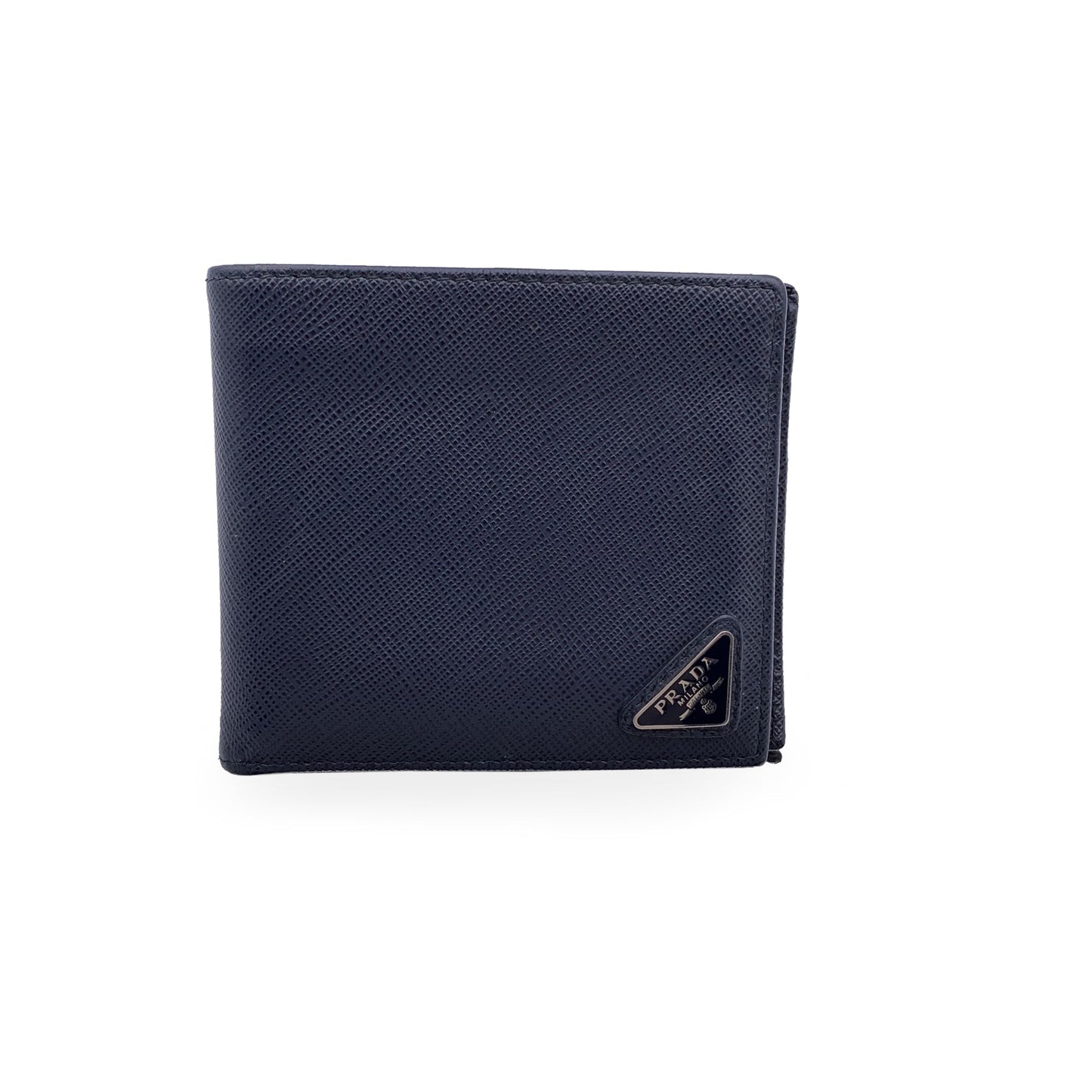Luxury PradaBlue Saffiano Leather Bifold Wallet Coin Purse