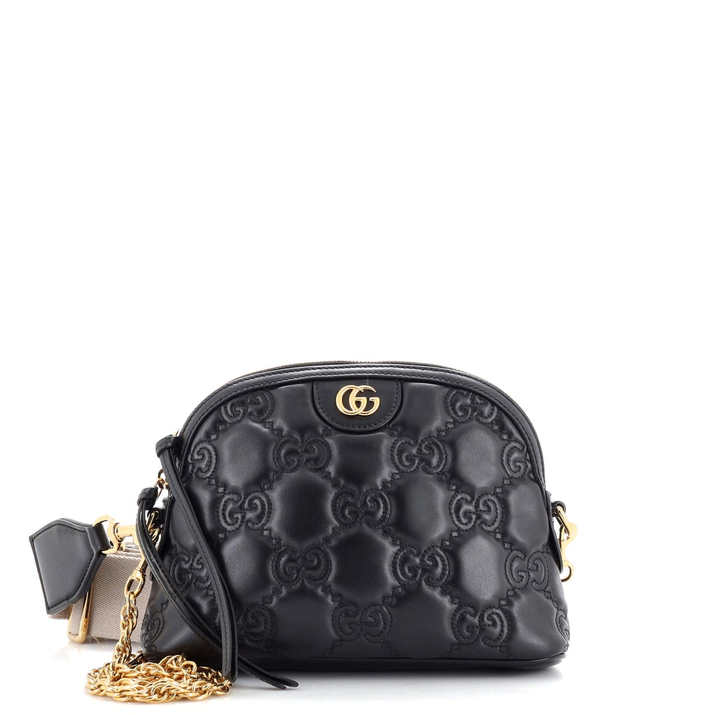 Luxury Gucci Trending 2025 Dome Chain Zip Shoulder Bag GG Matelasse Leather Small
