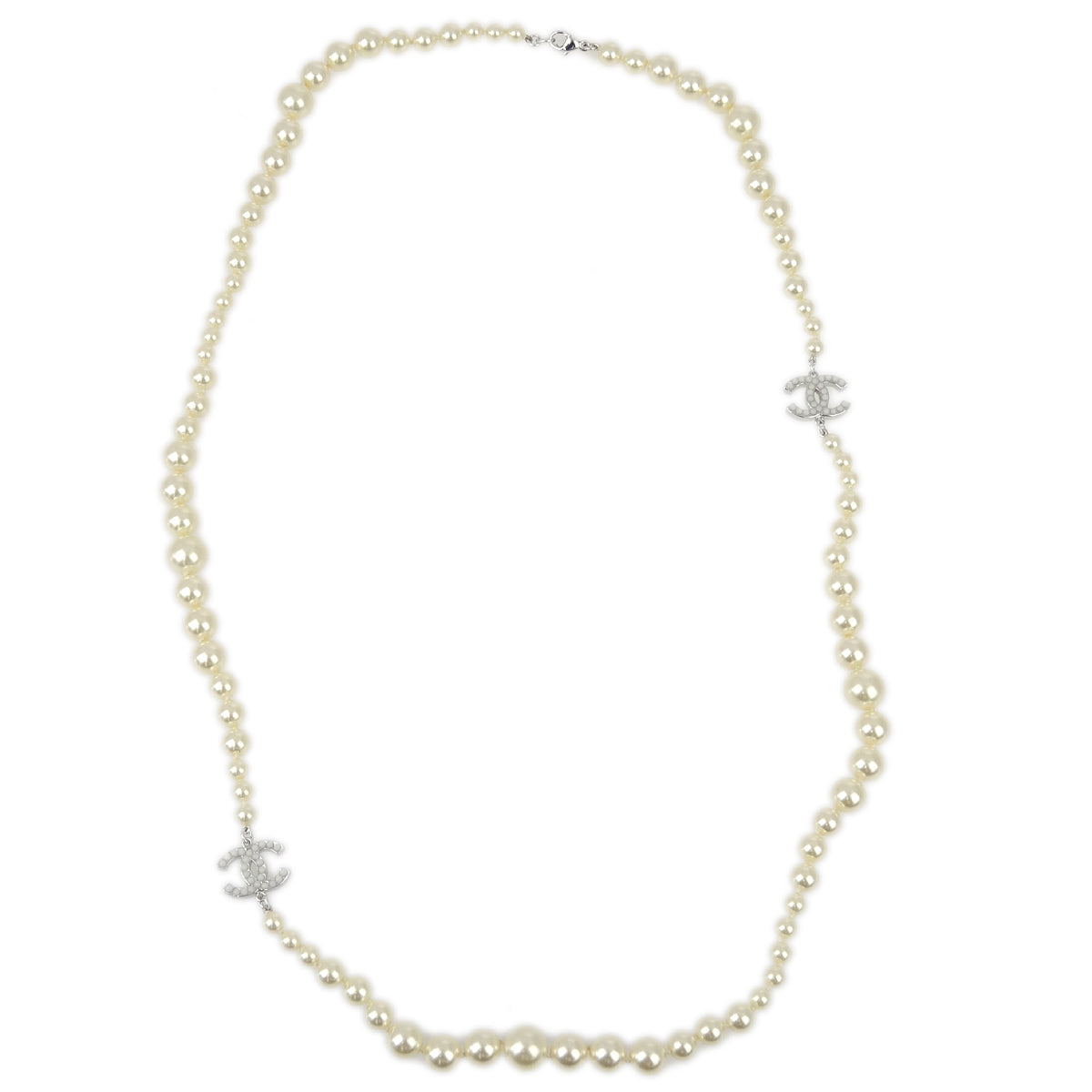 Chanel Artificial Pearl Necklace White 08V
