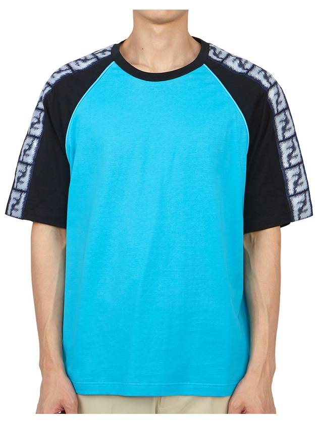 Luxury Fendi FF Raglan Short Sleeve T-Shirt Blue