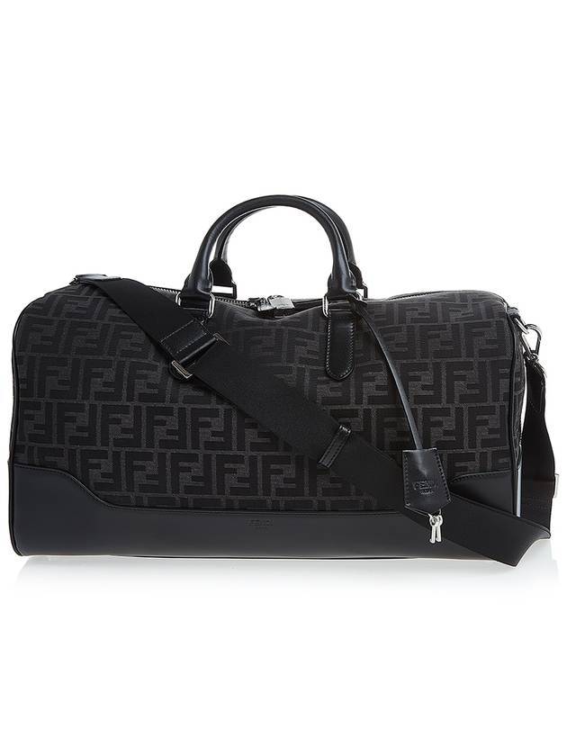 Luxury Fendi FF Jacquard Fabric Large Duffel Bag Black