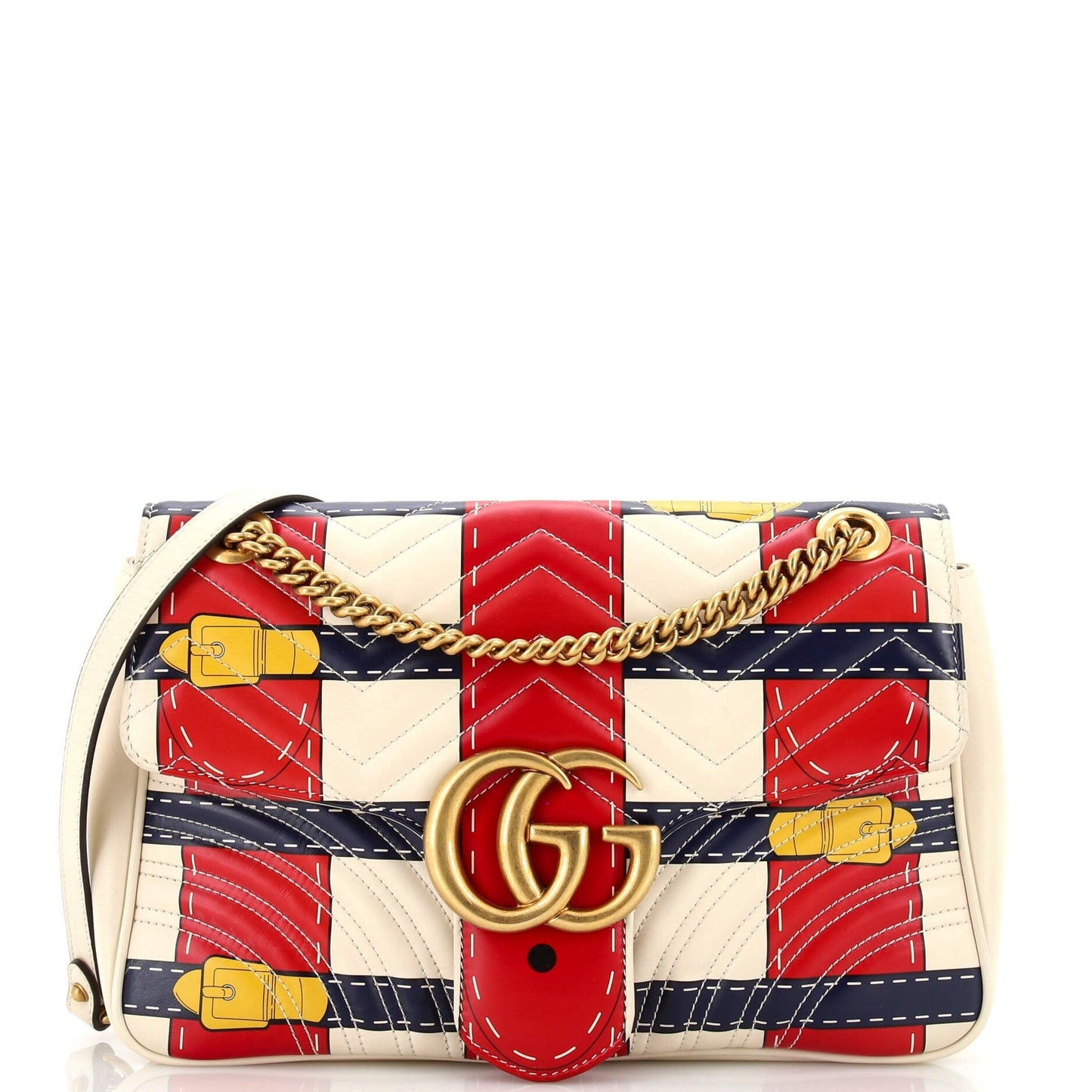 Luxury Gucci Trending 2025 GG Marmont Flap Bag Trompe L'Oeil Matelasse Leather Medium