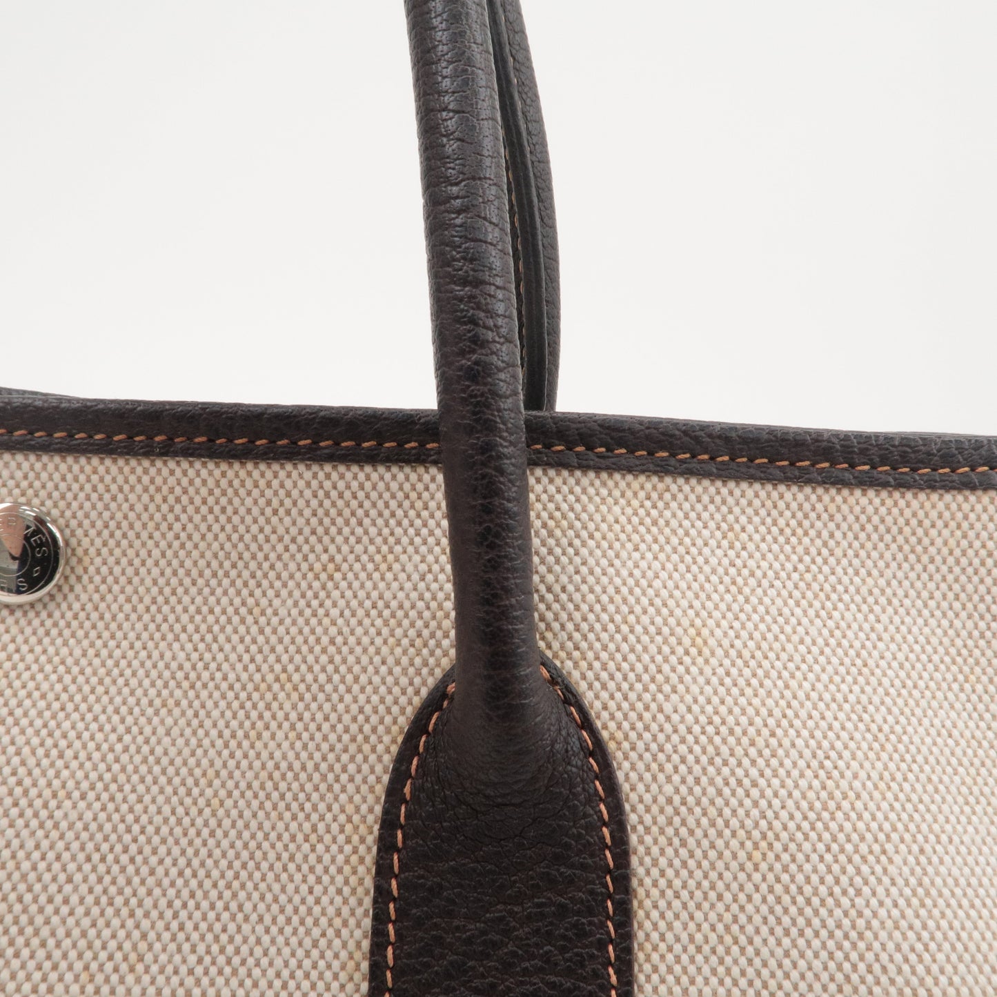 Luxury Hermes Garden Party Toile Ash Leather PM 髫ｨ繝ｻ・ｽ・｡ I  Stamped Beige