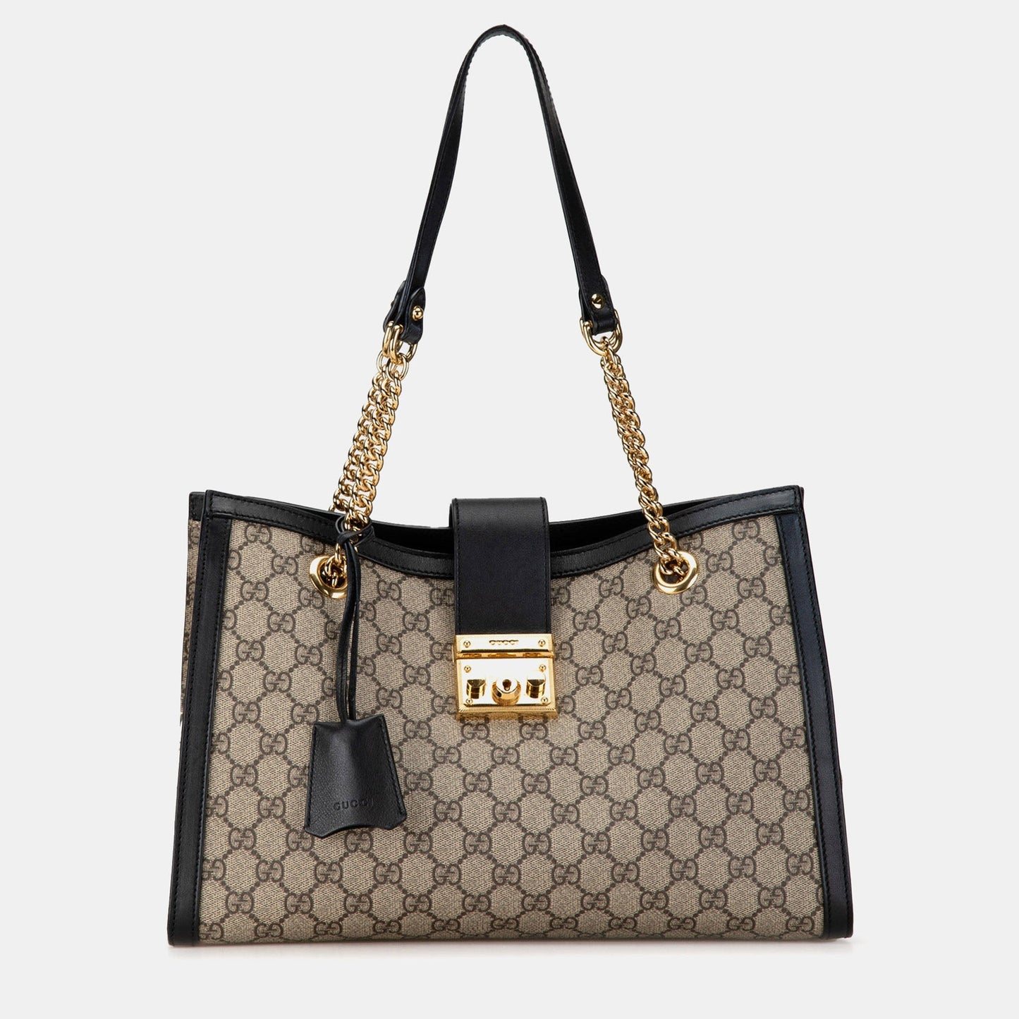 Luxury Gucci Trending 2025 Beige GG Supreme Canvas Medium Padlock Tote Bag