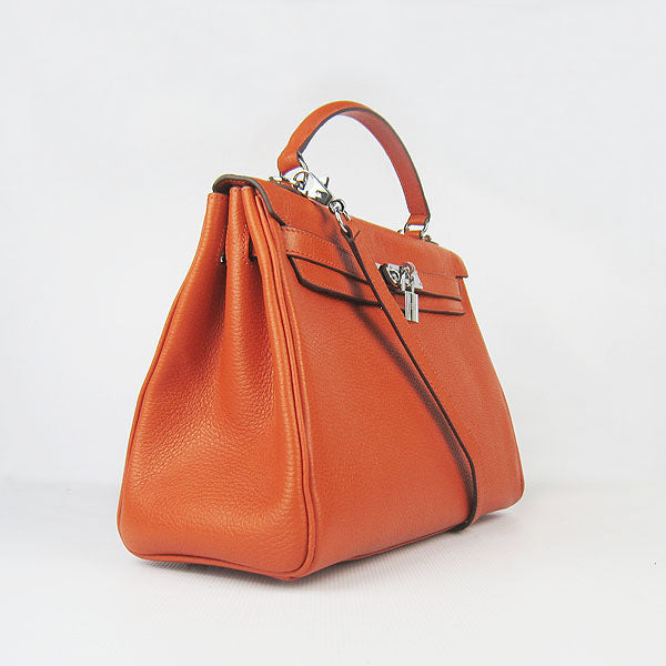 Luxury Hermes Kelly 32cm Togo Leather 6108 Orange Silver