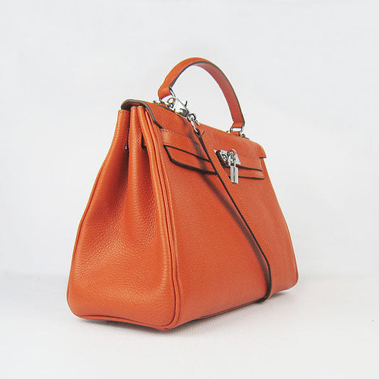 Luxury Hermes Kelly 32cm Togo Leather 6108 Orange Silver