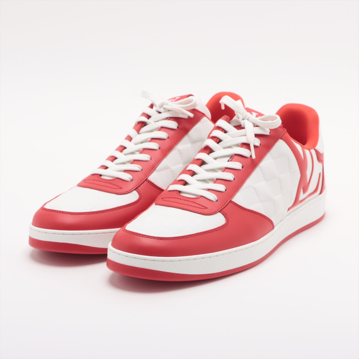 Louis Vuitton Rivoli Line 23 Years PVC  Leather Trainers 9 Men Red × White MS0233 Damier