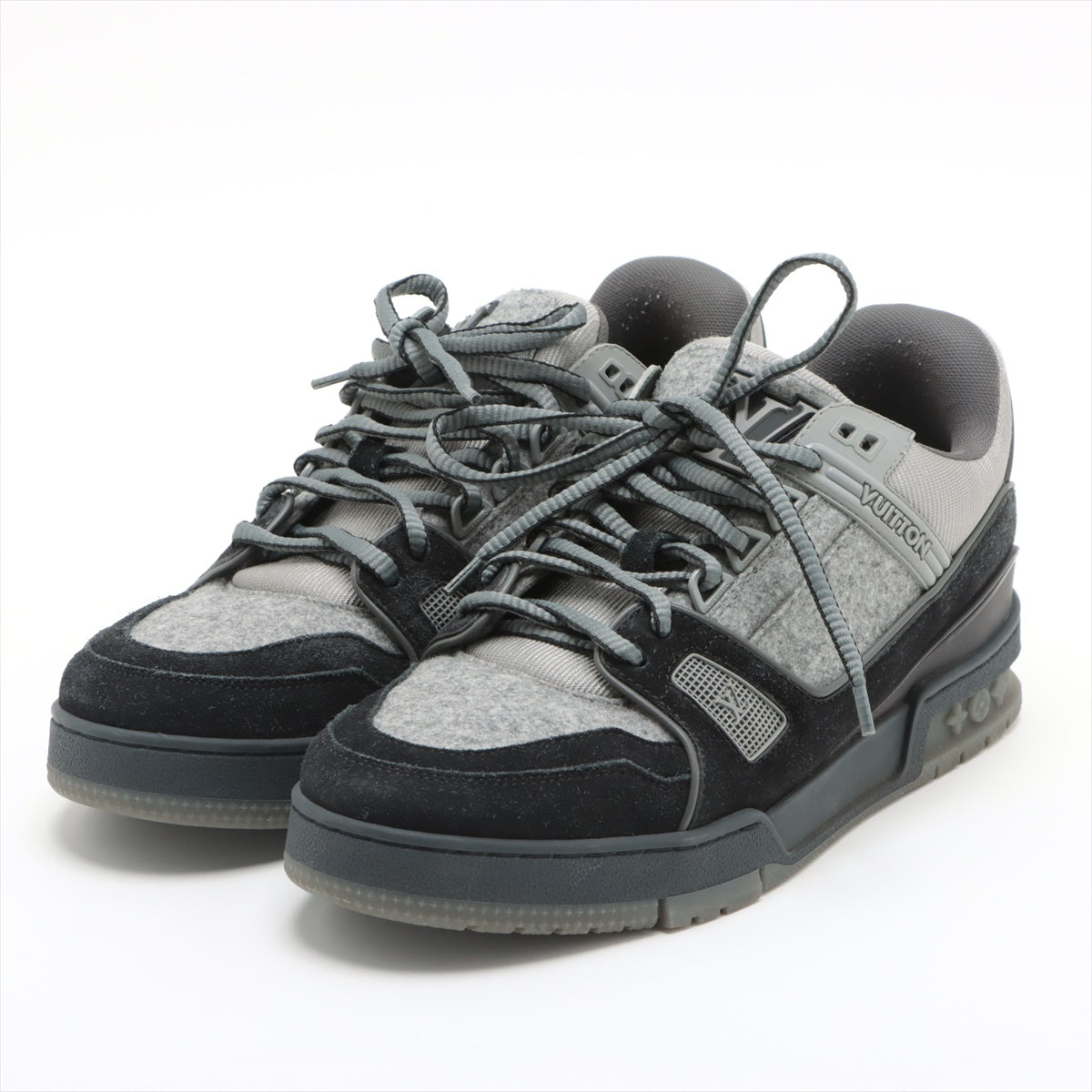 Louis Vuitton LV Trainer Line 19 Years Wool Trainers 7 1/2  Grey NV0169 ed Switched Switched