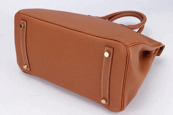 Luxury Hermes BIRKIN 25 - 40CM (WITH SERIAL NUMBER) GOLD COLOR TOGO LEATHER, GOLD HARDWARE, WITH KEYS, LOCK, DUST & BOX