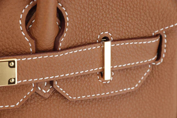 Luxury Hermes BIRKIN 25 - 40CM (WITH SERIAL NUMBER) GOLD COLOR TOGO LEATHER, GOLD HARDWARE, WITH KEYS, LOCK, DUST & BOX
