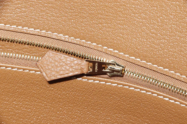 Luxury Hermes BIRKIN 25 - 40CM (WITH SERIAL NUMBER) GOLD COLOR TOGO LEATHER, GOLD HARDWARE, WITH KEYS, LOCK, DUST & BOX