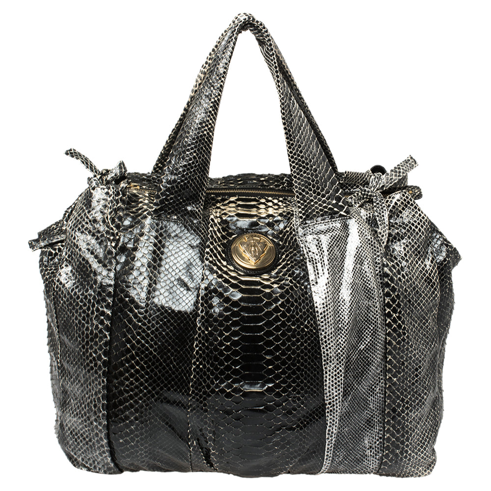 Luxury Gucci Trending 2025 Black Python Large Hysteria Tote