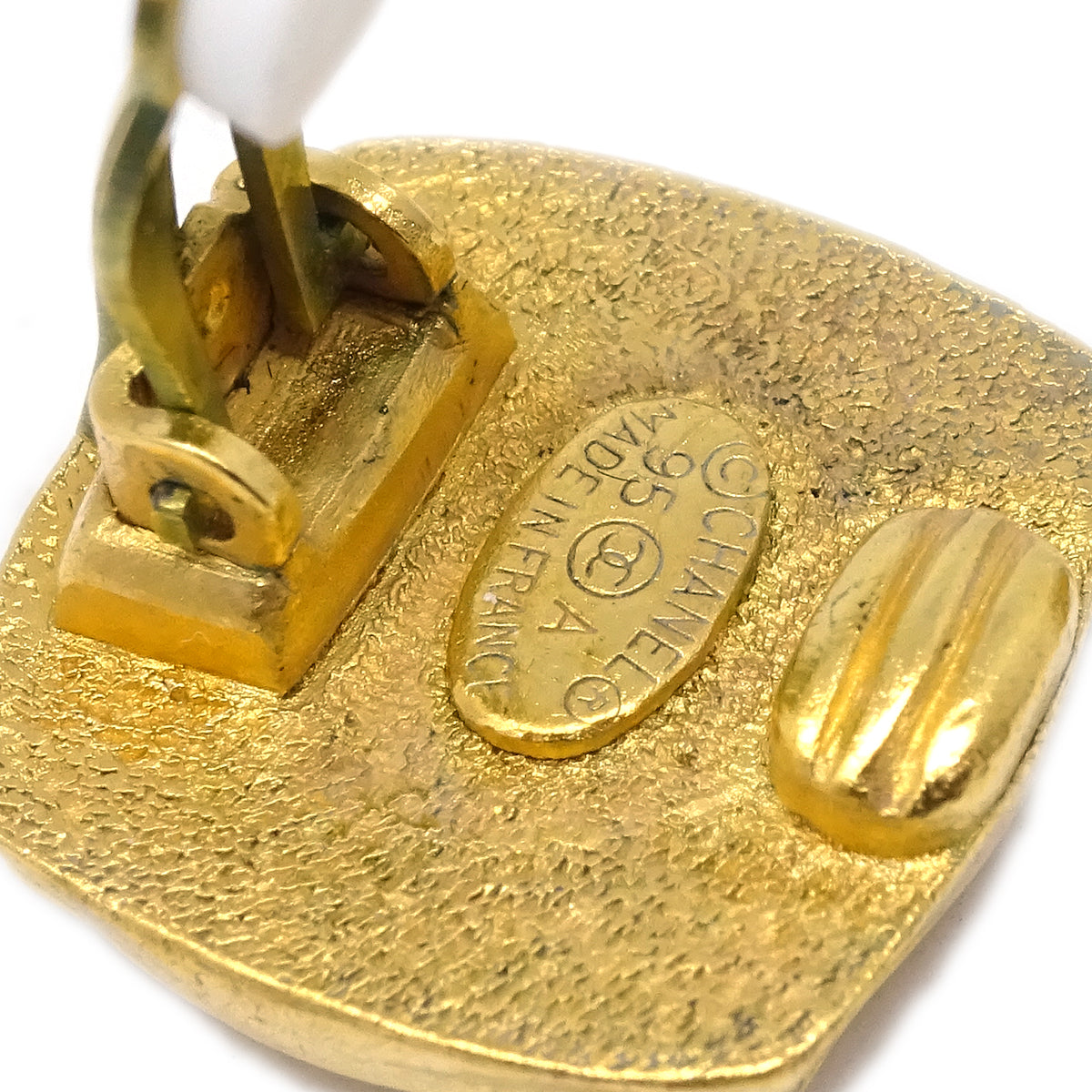 Chanel Square Earrings Clip-On Gold 95A