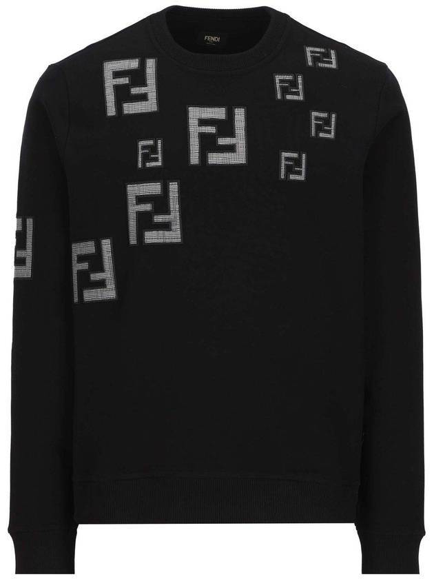 Luxury Fendi Men's FF Logo Jersey Sweatshirt Black