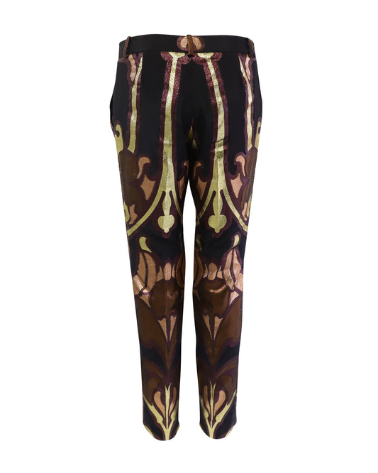 Luxury Gucci Trending 2025 Art Nouveau Disco Trousers in Multicolor Jacquard Silk