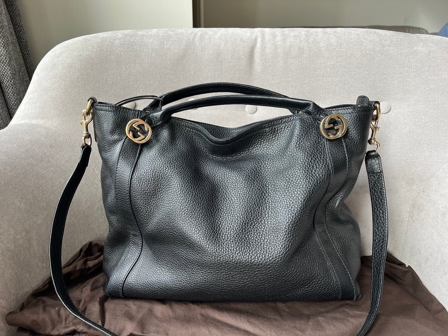 Luxury Gucci Trending 2025 Black Miss GG Leather Shoulder Bag