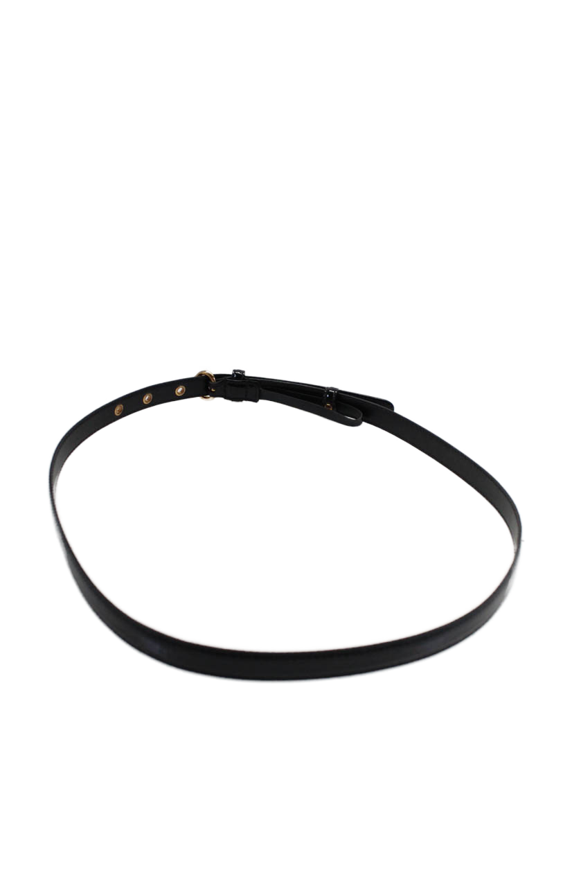 Gucci Womens Black Leather Gold Tone Buckle Skinny Belt