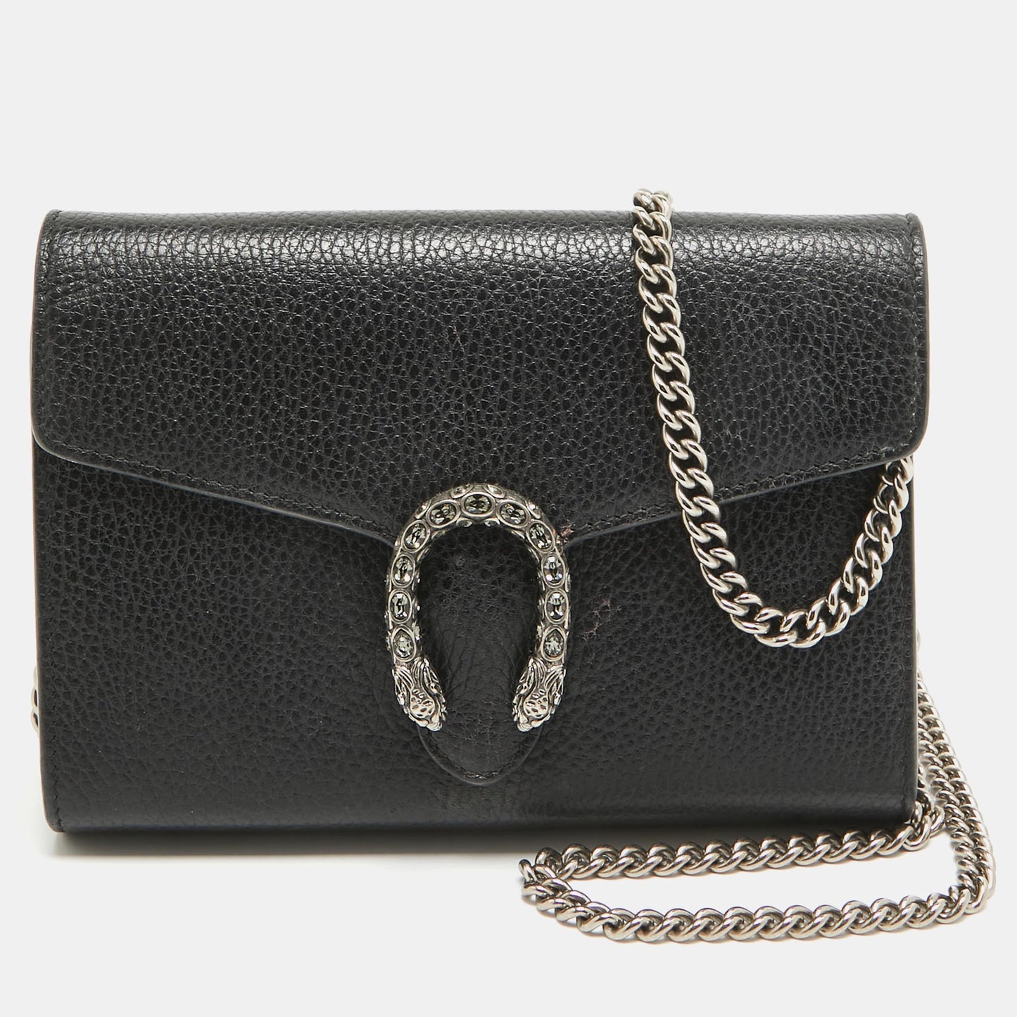 Luxury Gucci Trending 2025 Black Leather Mini Dionysus Wallet On Chain