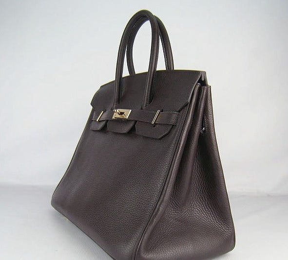 Luxury Hermes Birkin 35cm Togo Leather Handbags Dark Coffee Golden