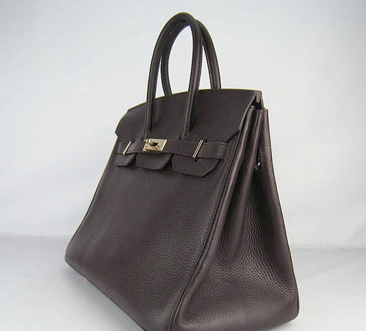 Luxury Hermes Birkin 35cm Togo Leather Handbags Dark Coffee Golden
