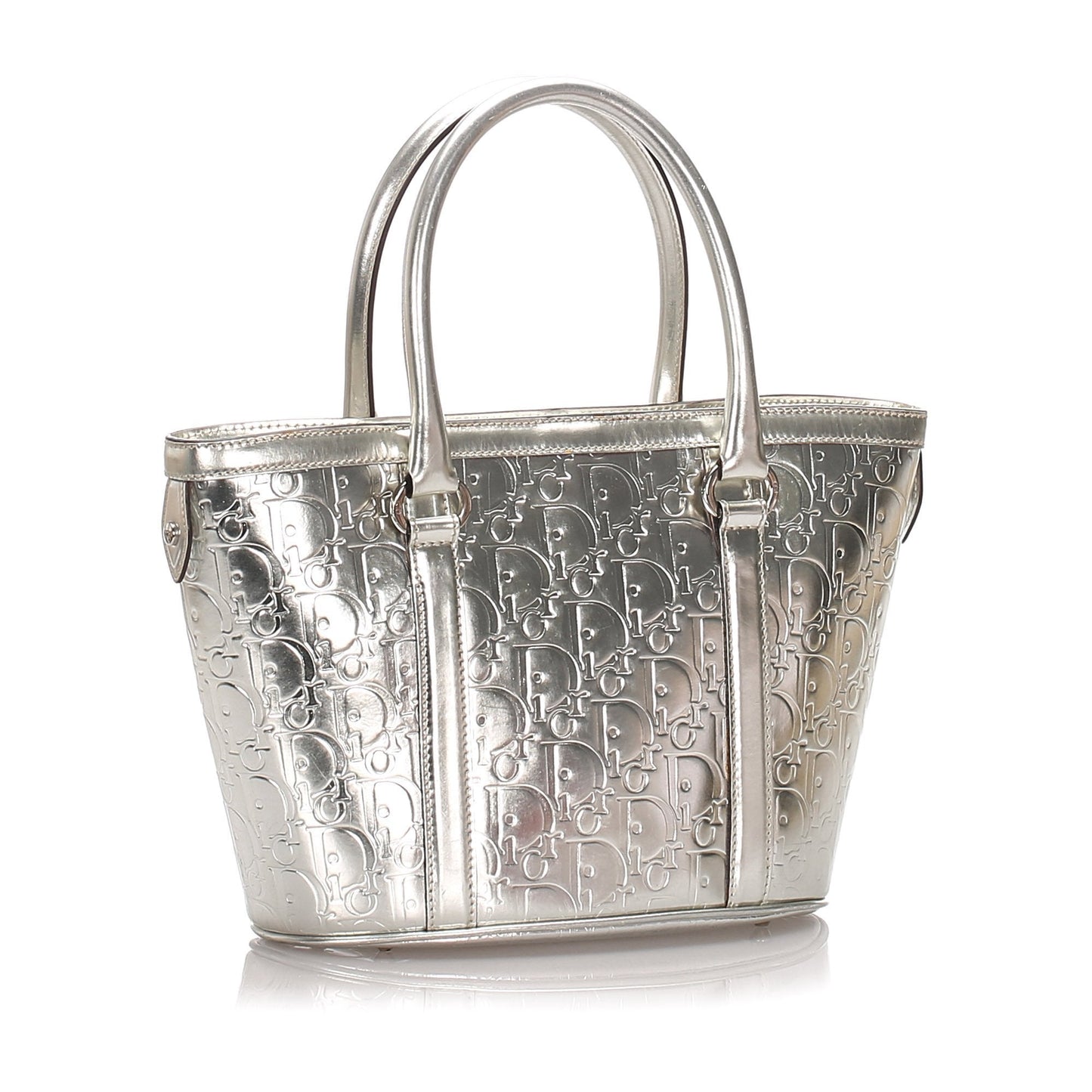 Luxury DiorSilver Patent Leather Oblique Tote Bag Italy