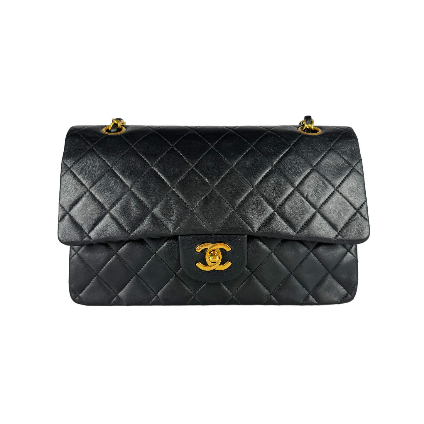 Luxury Chanel Classic Double Flap Medium Black Lambskin Gold