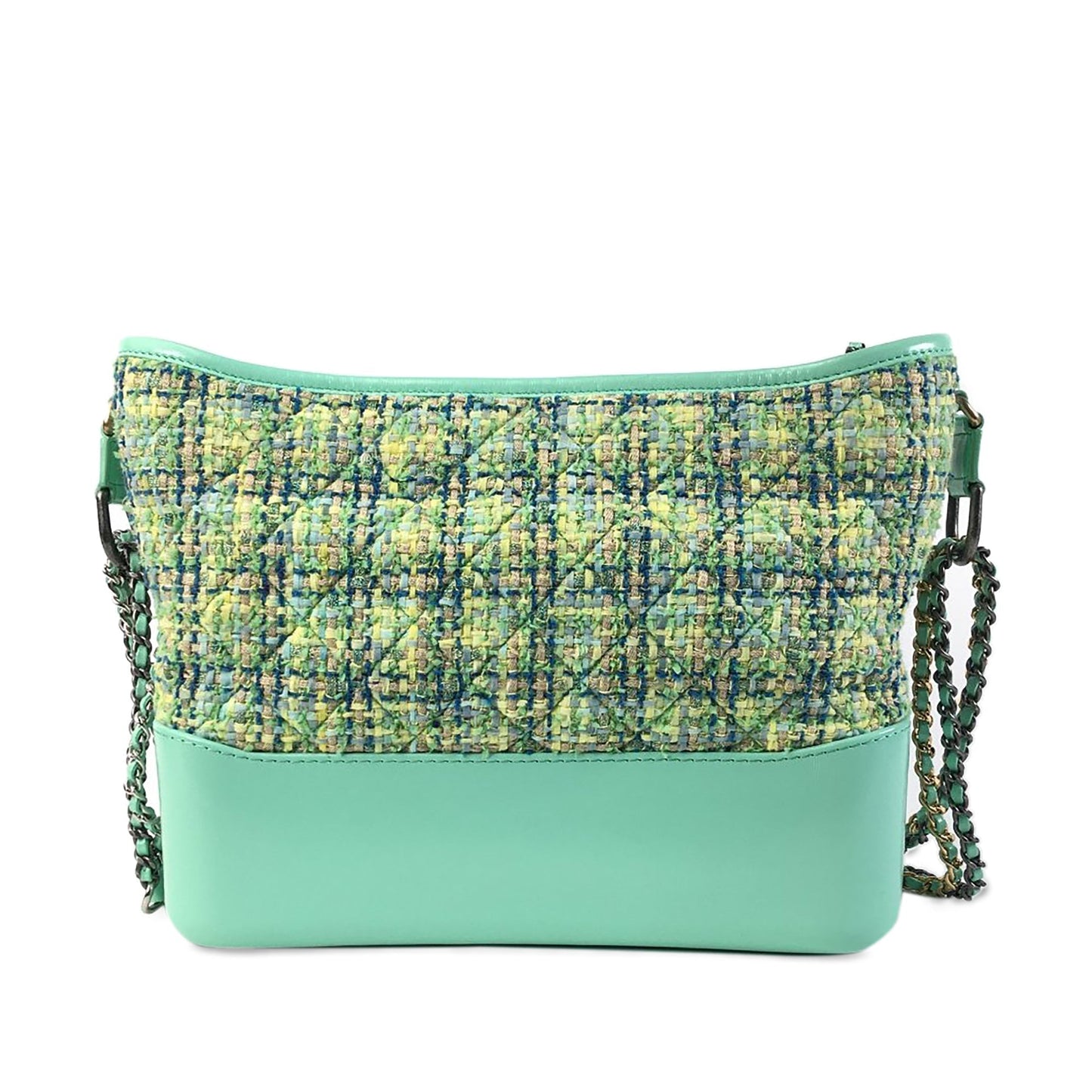 Luxury Chanel Gabrielle Medium Green Tweed Gold