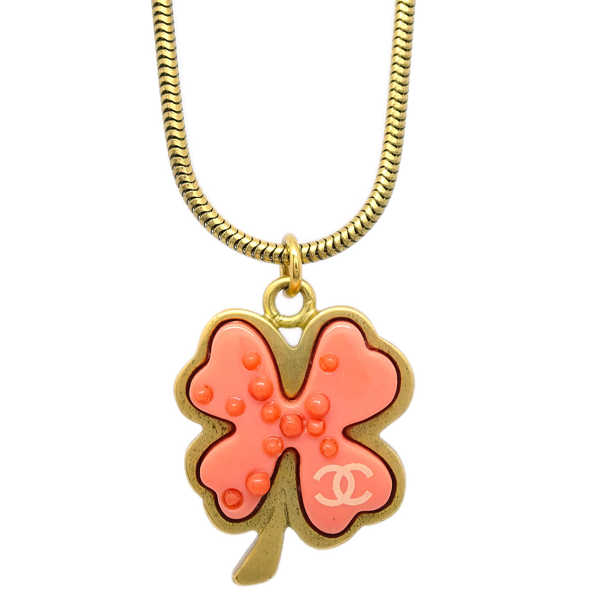 Luxury Chanel Clover Gold Chain Pendant Necklace 03P