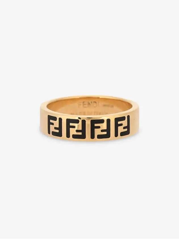 Luxury Fendi FF Logo Band Ring Gold