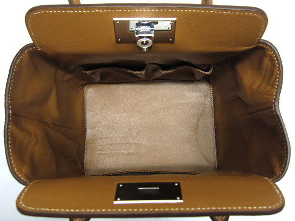Luxury Hermes Toolbox H1220 2way Cow Leather Coffee