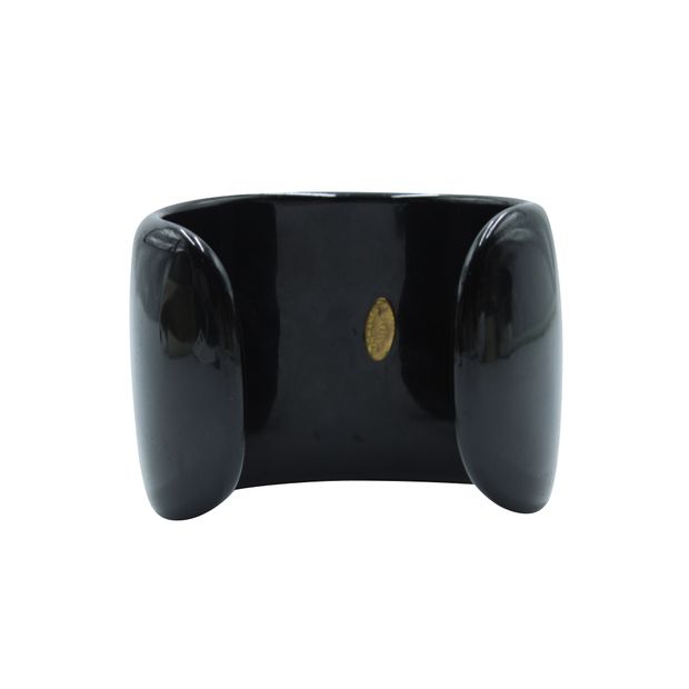 Luxury Chanel Vintage Black Plastic Bracelet - Crystal Embellishments And Faux Pearl
